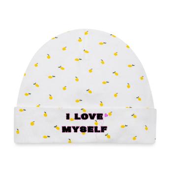 Selbstliebe, I love myself - Baby Premium Organic Mütze - Weiß/Zitronengelb - Vorne