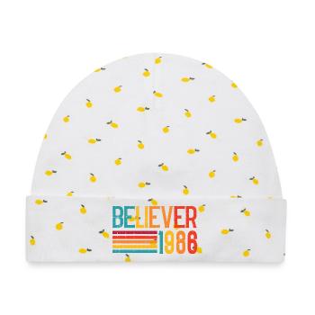Believe 1986 Regenbogen Retro - Baby Premium Organic Mütze - Weiß/Zitronengelb - Vorne