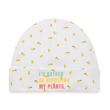 Blumen Gärtnern - Baby Premium Organic Mütze - Weiß/Zitronengelb - Vorne