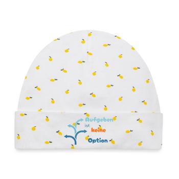 LIEBEVOLL Aufgeben ist keine Option - Baby Premium Organic Mütze - Weiß/Zitronengelb - Vorne