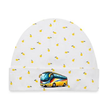 Reisebus Kunstdruck - Baby Premium Organic Mütze - Weiß/Zitronengelb - Vorne