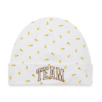 Team Outline - Baby Premium Organic Mütze - Weiß/Zitronengelb - Vorne