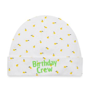 Birthday Crew - Baby Premium Organic Mütze - Weiß/Zitronengelb - Vorne