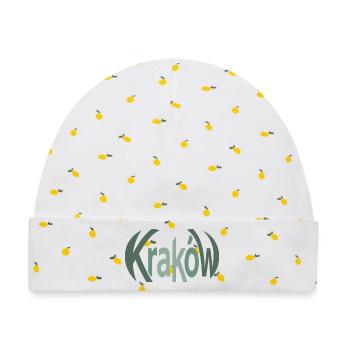 Krakau, Krakow Grün Typo - Baby Premium Organic Mütze - Weiß/Zitronengelb - Vorne