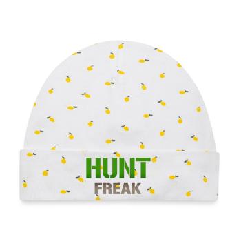 Hunt Freak Green Ball Typografie - Baby Premium Organic Mütze - Weiß/Zitronengelb - Vorne