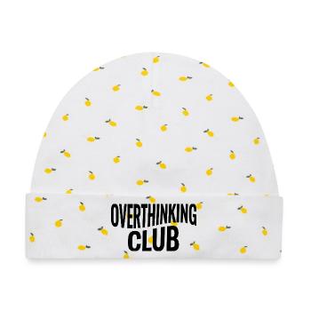 Overthinking Club Spruch - Baby Premium Organic Mütze - Weiß/Zitronengelb - Vorne