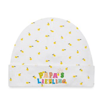 Papas Liebling - Baby Premium Organic Mütze - Weiß/Zitronengelb - Vorne
