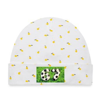 Six Seven Fußball Design  - Baby Premium Organic Mütze - Weiß/Zitronengelb - Vorne