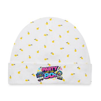 80er Party Neon Retro - Baby Premium Organic Mütze - Weiß/Zitronengelb - Vorne