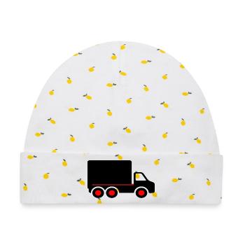 Truck - Baby Premium Organic Mütze - Weiß/Zitronengelb - Vorne