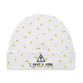 I Have a Gong - I'm Not Afraid to Use It | Fun  - Baby Premium Organic Mütze - Weiß/Zitronengelb - Vorne