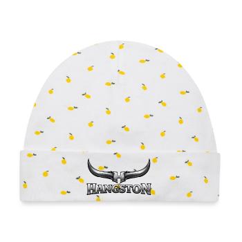 Hangston Horn Logo Metallisch - Baby Premium Organic Mütze - Weiß/Zitronengelb - Vorne