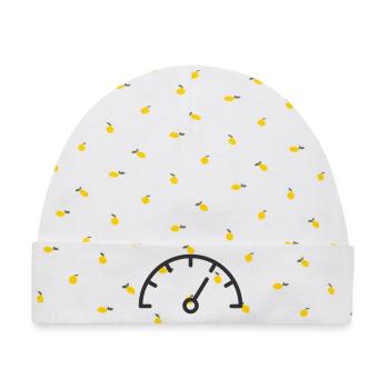 Tachometer, Anzeigerad, Symbol, Leistungsmesser Vect - Baby Premium Organic Mütze - Weiß/Zitronengelb - Vorne