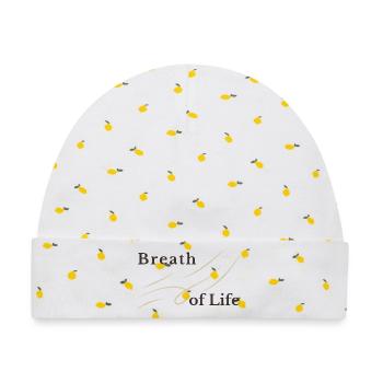 Breath of Life Christliches Design – Gen 2,7 - Baby Premium Organic Mütze - Weiß/Zitronengelb - Vorne