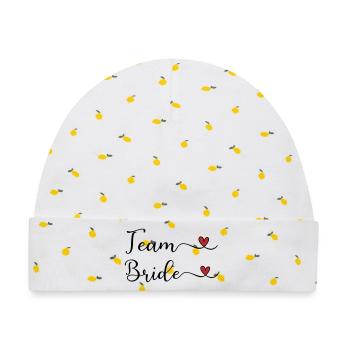 Team Braut niedliche handgeschriebene Typografie mit Herz - Baby Premium Organic Mütze - Weiß/Zitronengelb - Vorne
