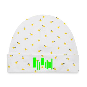 Neon Equalizer Rhythm - Baby Premium Organic Mütze - Weiß/Zitronengelb - Vorne