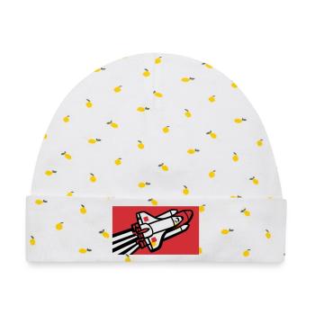 Space Shuttle Silhouette - Baby Premium Organic Mütze - Weiß/Zitronengelb - Vorne