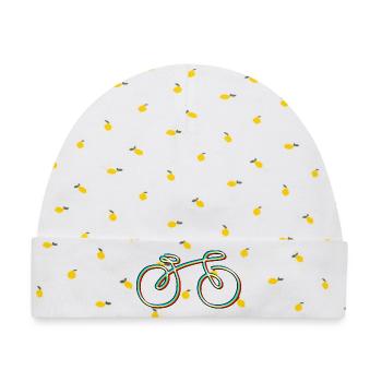 elektronische Tanzmusik, Bike - Baby Premium Organic Mütze - Weiß/Zitronengelb - Vorne