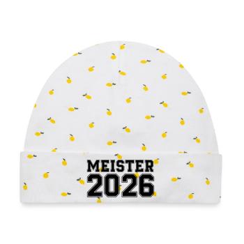 Meister 2026 Schriftzug - Baby Premium Organic Mütze - Weiß/Zitronengelb - Vorne