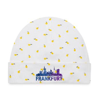 Frankfurt Stadt Skyline - Baby Premium Organic Mütze - Weiß/Zitronengelb - Vorne