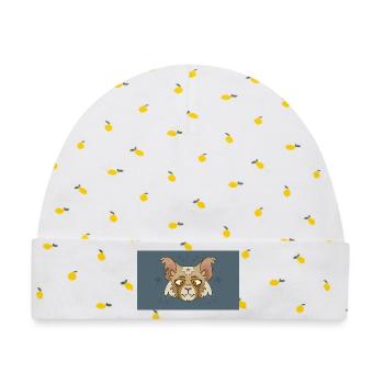 Cat design - Baby Premium Organic Mütze - Weiß/Zitronengelb - Vorne