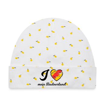 Herz im Street-Style Badnerland - Baby Premium Organic Mütze - Weiß/Zitronengelb - Vorne