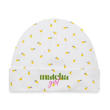 Matcha Girl - Baby Premium Organic Mütze - Weiß/Zitronengelb - Vorne