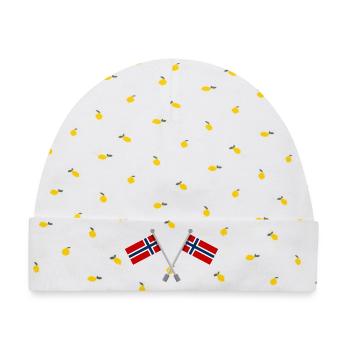 Norwegische Flagge - Baby Premium Organic Mütze - Weiß/Zitronengelb - Vorne