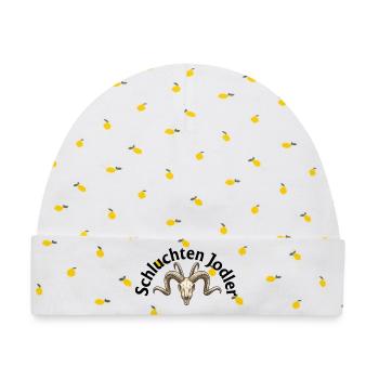 Trachten Rammschädel Emblem - Baby Premium Organic Mütze - Weiß/Zitronengelb - Vorne