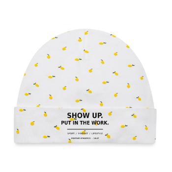 Show Up Put In The Work – Sport Motivation - Baby Premium Organic Mütze - Weiß/Zitronengelb - Vorne