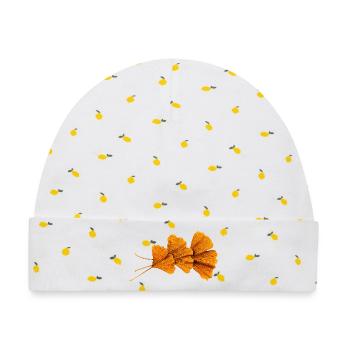 Herbstginkgo Blätter Muster - Baby Premium Organic Mütze - Weiß/Zitronengelb - Vorne