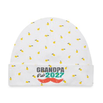 Grandpa 2027  - Baby Premium Organic Mütze - Weiß/Zitronengelb - Vorne