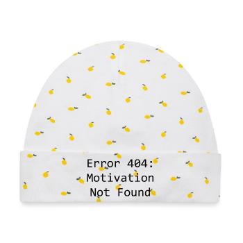 error 404: Motivation not found - Baby Premium Organic Mütze - Weiß/Zitronengelb - Vorne
