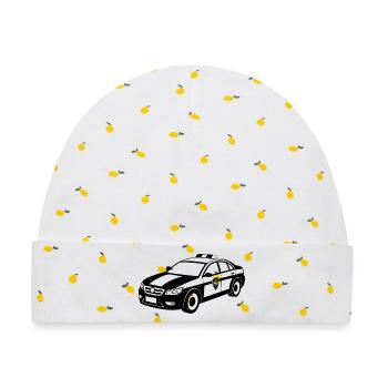 Polizei-Muscle-Car-Notfall - Baby Premium Organic Mütze - Weiß/Zitronengelb - Vorne