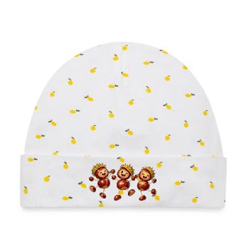 Fröhliche Kastanienfiguren im Herbst - Baby Premium Organic Mütze - Weiß/Zitronengelb - Vorne