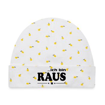 Ich bin raus T-Shirt-Sprüche Fun lustig Weg - Baby Premium Organic Mütze - Weiß/Zitronengelb - Vorne