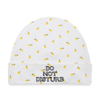 DO NOT DISTURB Schriftzug handgezeichnet - Baby Premium Organic Mütze - Weiß/Zitronengelb - Vorne