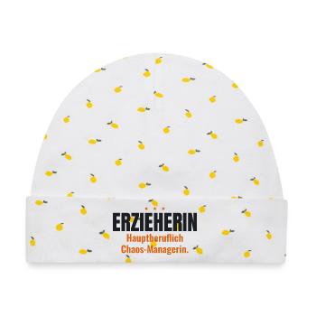 Erzieherin Shirt – Hauptberuflich Chaos-Managerin - Baby Premium Organic Mütze - Weiß/Zitronengelb - Vorne