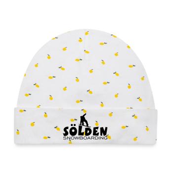 Sölden Snowboarding Snowboard Snowboarder - Baby Premium Organic Mütze - Weiß/Zitronengelb - Vorne