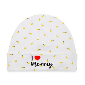 i love mommy - Baby Premium Organic Mütze - Weiß/Zitronengelb - Vorne
