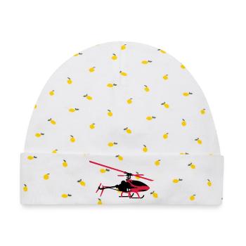 Hubschrauber - Baby Premium Organic Mütze - Weiß/Zitronengelb - Vorne