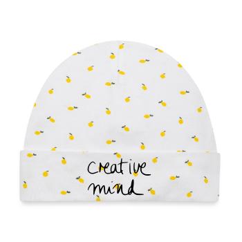 creative mind - Baby Premium Organic Mütze - Weiß/Zitronengelb - Vorne