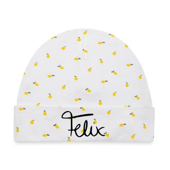 Felix - Baby Premium Organic Mütze - Weiß/Zitronengelb - Vorne