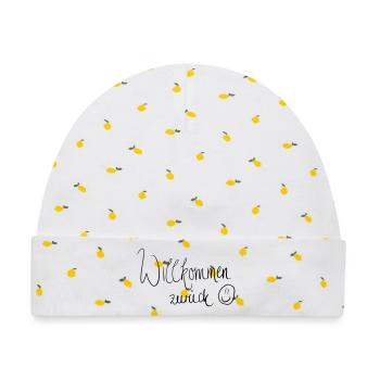 Willkommen zurück :) - Baby Premium Organic Mütze - Weiß/Zitronengelb - Vorne