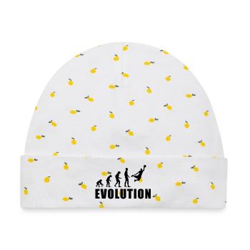 EVOLUTION BASKET Geschenk Basketball - Baby Premium Organic Mütze - Weiß/Zitronengelb - Vorne