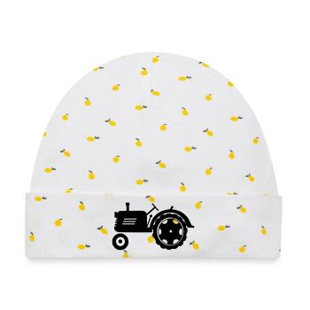 Traktor für den Landwirt - Baby Premium Organic Mütze - Weiß/Zitronengelb - Vorne