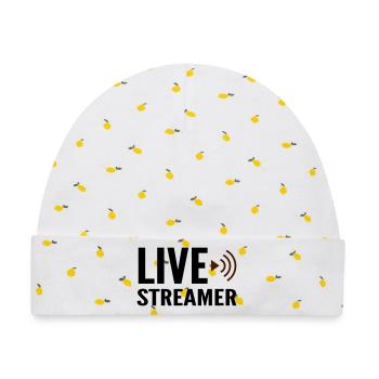 Streamer Live-Streamer - Baby Premium Organic Mütze - Weiß/Zitronengelb - Vorne