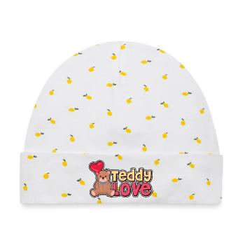 Teddy Liebe - Bär - Bären - Baby Premium Organic Mütze - Weiß/Zitronengelb - Vorne