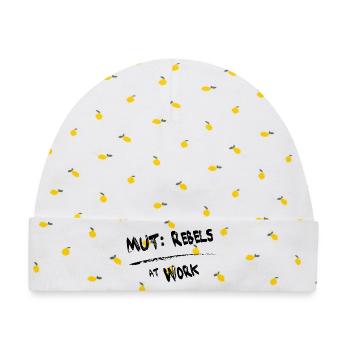 MUT Rebels schwarz - Baby Premium Organic Mütze - Weiß/Zitronengelb - Vorne