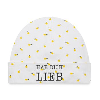 Hab dich lieb - Baby Premium Organic Mütze - Weiß/Zitronengelb - Vorne